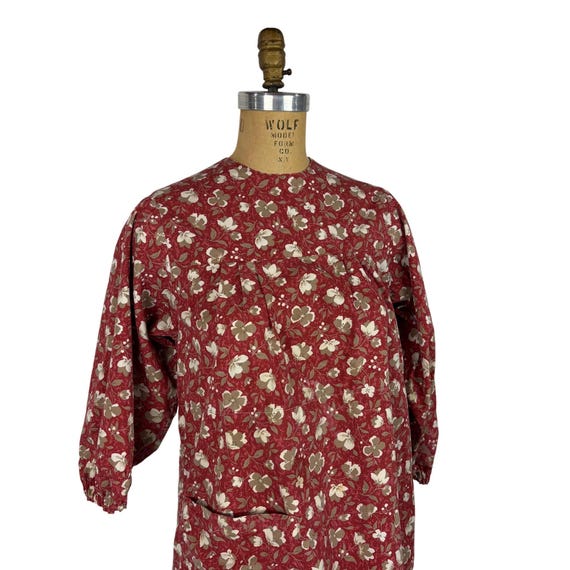 Vintage 70s Smock Top Womens Small Handmade Red F… - image 4