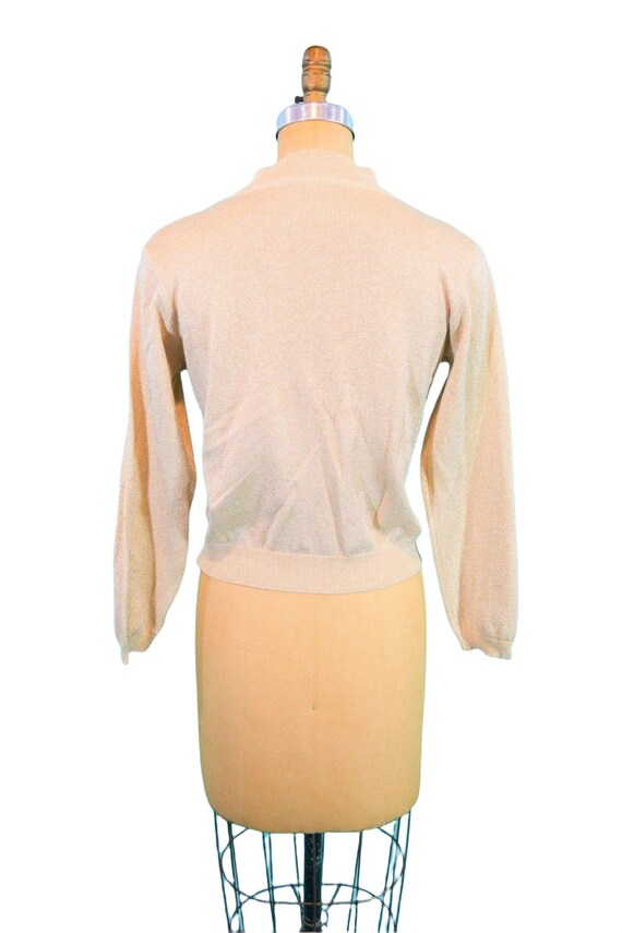 Vintage 1970s Gold Mockneck Top Metallic Sweater … - image 8