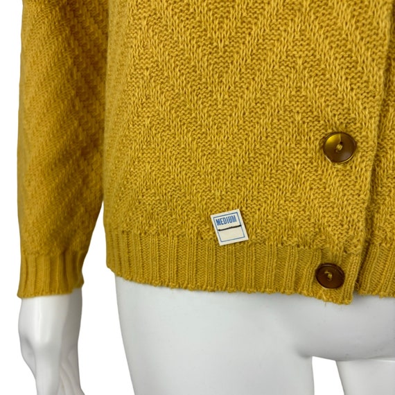 Vintage 70s Mustard Cardigan Women's Small Deadst… - image 5