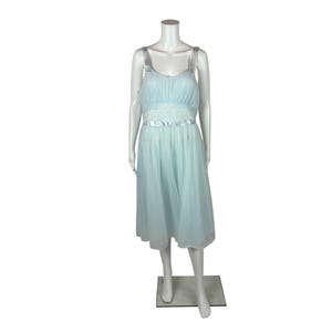 Vintage 50s Nightgown Women&#39;s Small Baby Blue Fit & Flare Nightie Vanity Fair Lingerie