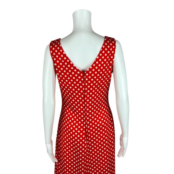 Vintage 70s Polka Dot Dress Red V-Neck Sleeveless… - image 6