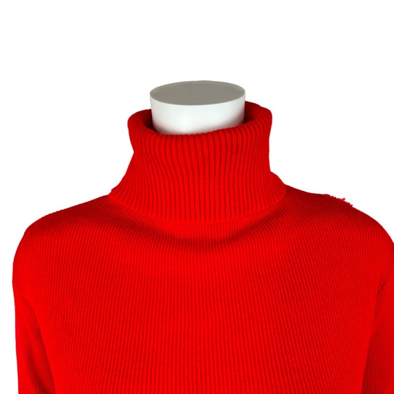 Vintage 70s Turtleneck Solid Red Women's Acrylic … - image 3