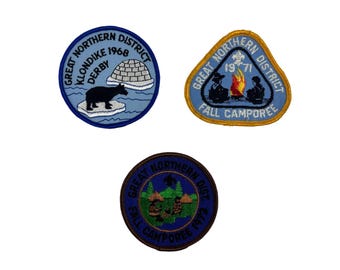 Vintage Boy Scouts Patches Lot Great Northern District Klondike Fall Camporee 60s 70s