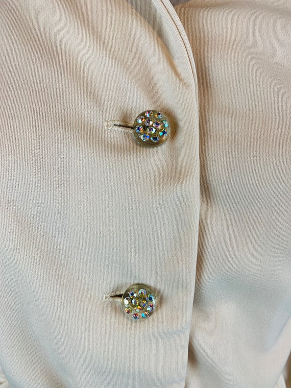 Vintage 1970s Dress Set Khaki Rhinestone Buttons … - image 6