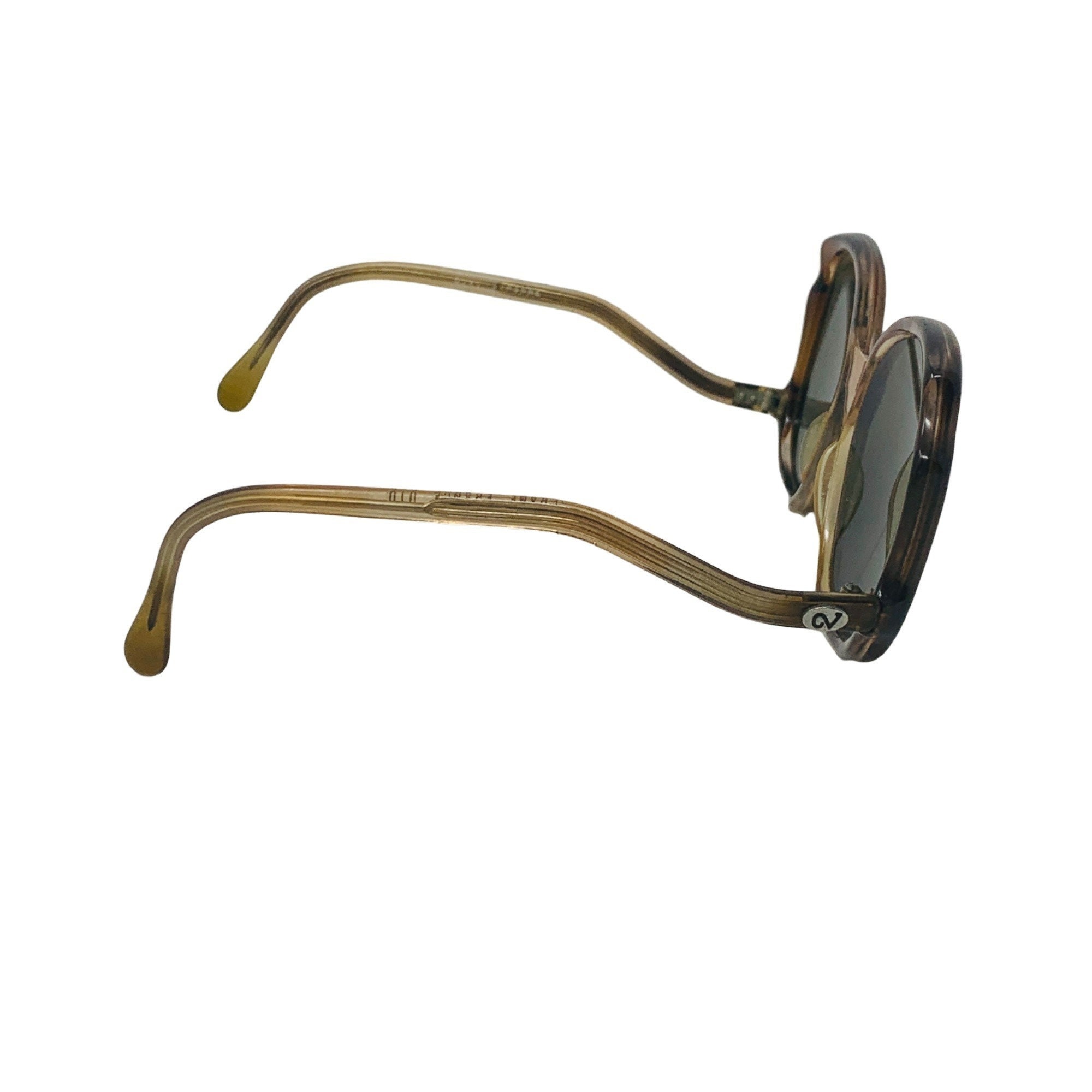 Vintage 1970s Sunglasses Brown Round Eyes Women display picture 1