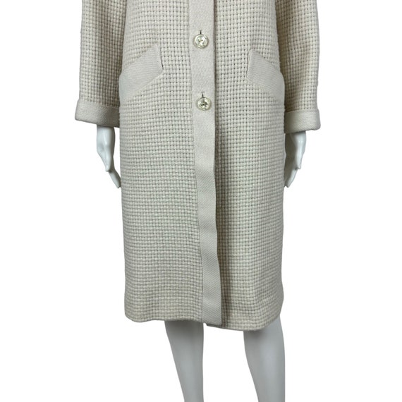 Vintage 70s Cable Knit Coat Women's Small Cream B… - image 7