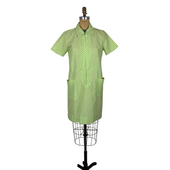 slim fit dress slacks Grace Dress in Green Gingham – Louise New York main image 1