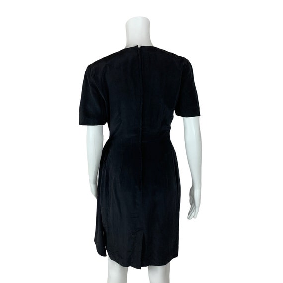 Vintage 1990s Black Silk Dress Wrap Style Timeles… - image 9