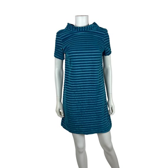 Vintage 60s Velvet Mini Dress Womens Medium Mod T… - image 1