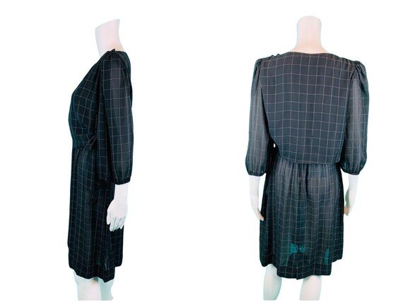 Vintage 1980s Sheer Dress Black Windowpane Waist … - image 8