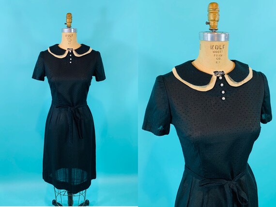 Vintage 1960s Polka Dot Dress | Peter Pan Collar B