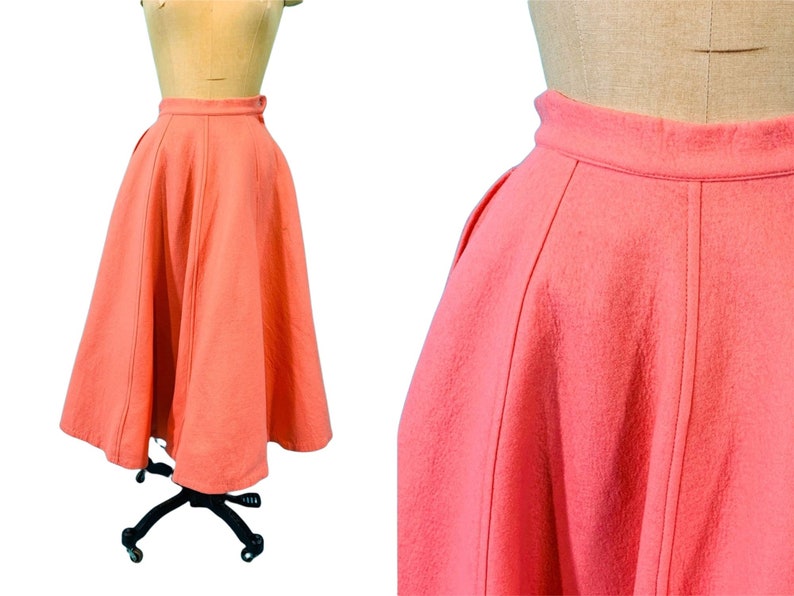 Vintage 1950s Pink Solid shops Felt Circle Skirt | W 23