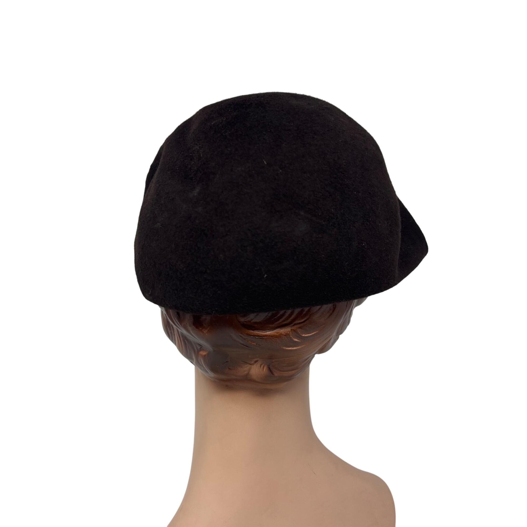Vintage 1950s Brown Hat Womens Brown Wool Pointed Cap With  display picture 2