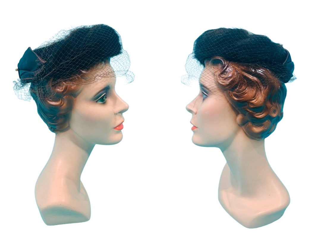 Vintage 1950s Brown Fur Hat Veiled Circle Cap - Etsy