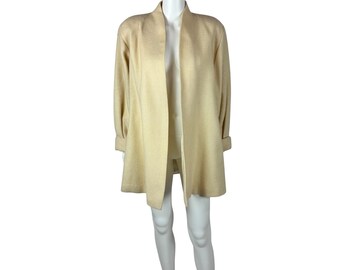 Vintage 80s Swing Coat Women's Extra Large Balloon Sleeves Cream Oversized Overcoat