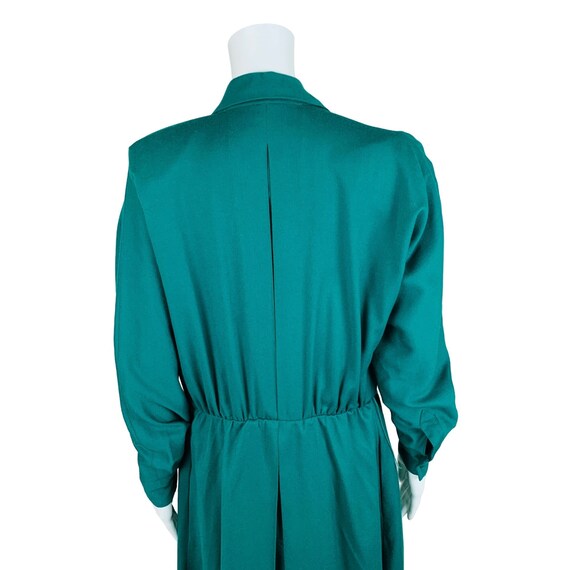 Vintage 1980s Emerald Green Shirtdress Dolman Sle… - image 8