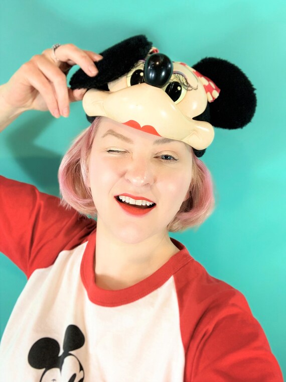 Vintage 1990s Minnie Mouse Hat Disney Ears Face B… - image 7