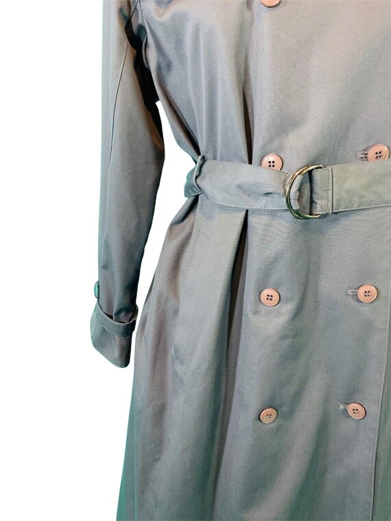 Vintage 1970s Charcoal Trench Coat Gray Button Do… - image 7