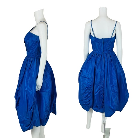 Vintage 50s Sapphire Dress Rhinestone Straps Blue… - image 9