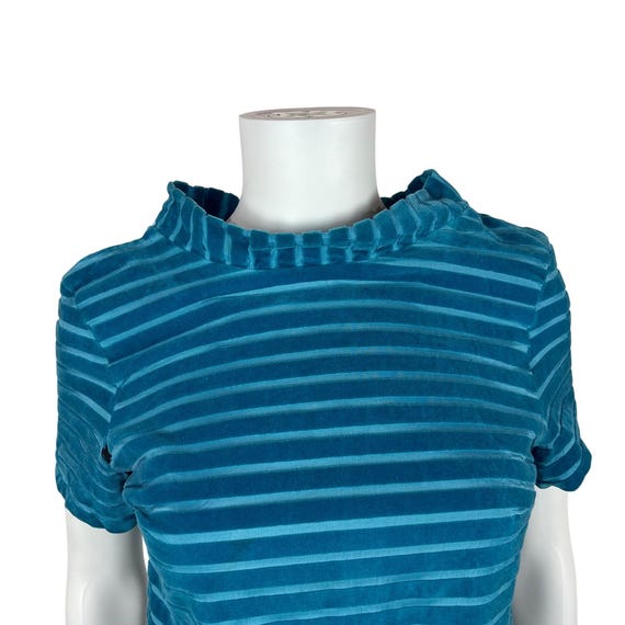 Vintage 60s Velvet Mini Dress Womens Medium Mod T… - image 4