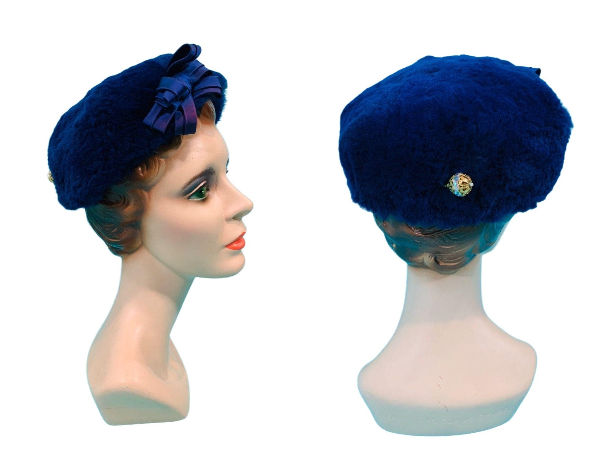 Vintage 1960s Faux Fur Hat Mod Colby Blue Round Cap Vintage 1960s Faux Fur Hat Mod Colby Blue Round Cap - Etsy main image 3