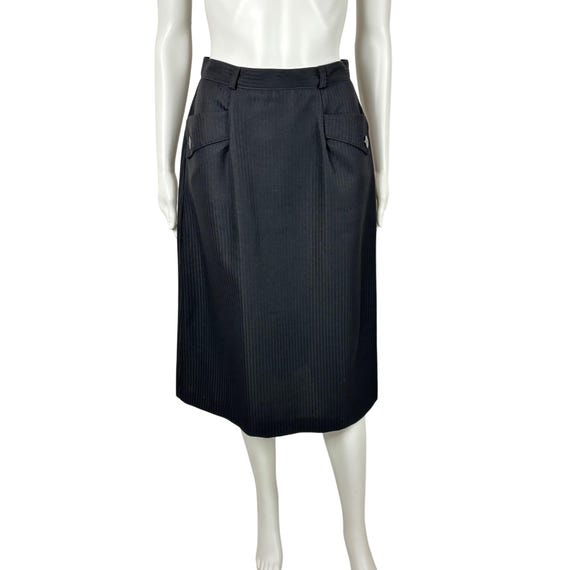 Saia preta vintage dos anos 70 feminina pequena listrada retrô