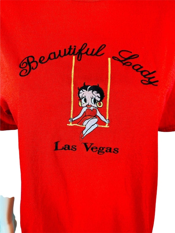 Vintage 1990s Betty Boop Embroidered Red Tee Beau… - image 3