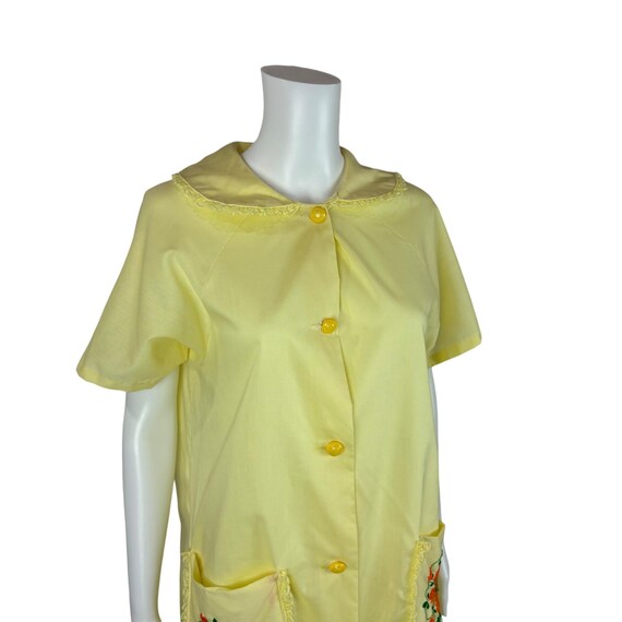 Vintage 70s Housedress Women's Large Embroidered … - image 5