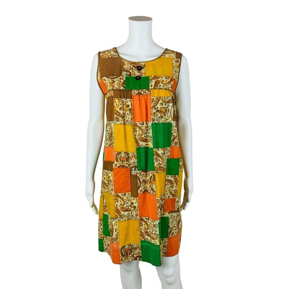 Vintage 1960s House Dress Patchwork Print Handmad… - image 10