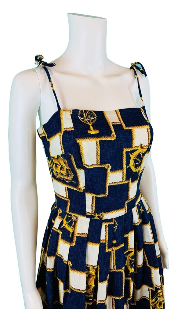 Vintage 1950s Nautical Novelty Print Dress Capele… - image 7