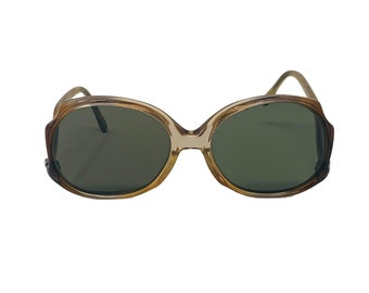 Vintage 1970s Sunglasses Brown Round Eyes Women's France C.V. Simonne