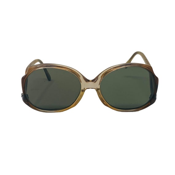 Vintage 1970s Sunglasses Brown Round Eyes Women display picture 2