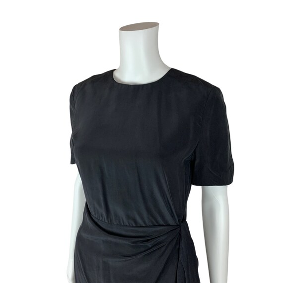 Vintage 1990s Black Silk Dress Wrap Style Timeles… - image 5