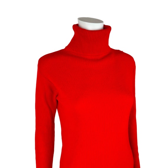 Vintage 70s Turtleneck Solid Red Women's Acrylic … - image 4