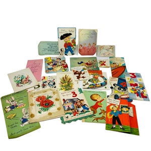 vintage 1950s Cartes de vœux Happy Birthday Assortment - Occasion