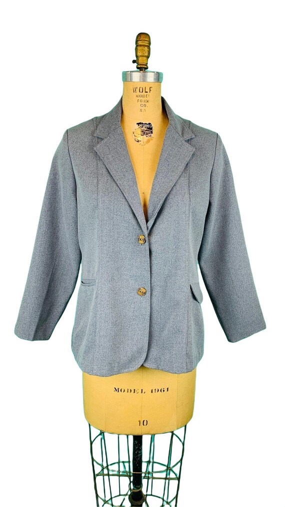 Vintage 1970s Gray Blazer Meliwer Light Suit Jack… - image 2