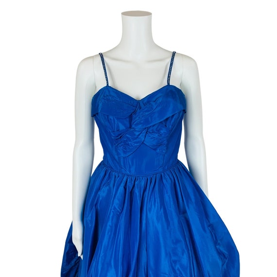 Vintage 50s Sapphire Dress Rhinestone Straps Blue… - image 3