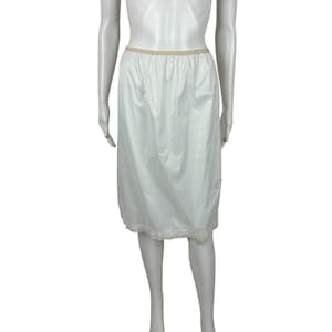 Vintage Half Slip Women&#39;s Small White Lingerie Skirt Lace Side Slit Monsanto