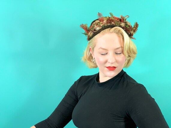 Vintage 1950s Feather Hat | Pinehurst Brown Round… - image 2