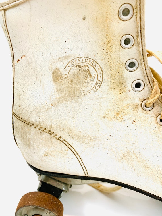 Vintage Roller Skates AS IS White Lace Up Kids Sk… - image 8