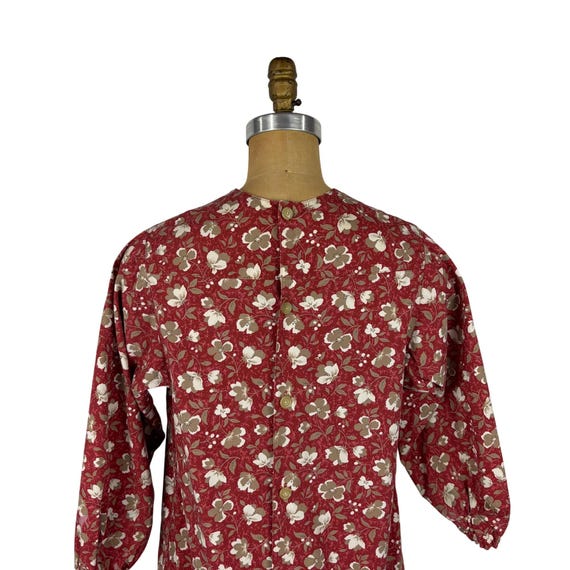 Vintage 70s Smock Top Womens Small Handmade Red F… - image 8