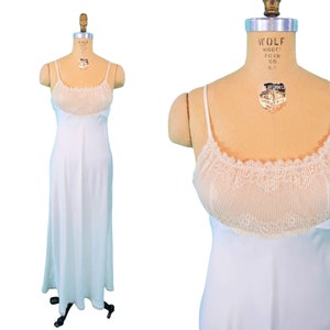 Vintage 1960s White Slip Alice Maloof Satin Lace Shelf Bust Lingerie | W 31&quot;