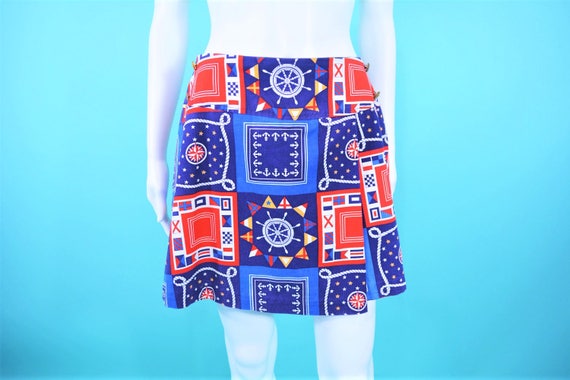 Vintage 1960s Novelty Skort | Blue Nautical Patrio