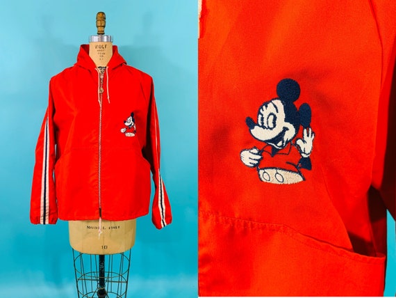 Vintage 1970s Red Jacket Mickey Mouse Hooded Disney Jacket | Etsy