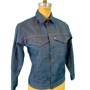 Vintage 1960s Denim Jacket Levi's Snap Button Light Blue Shirt B 37 image 3