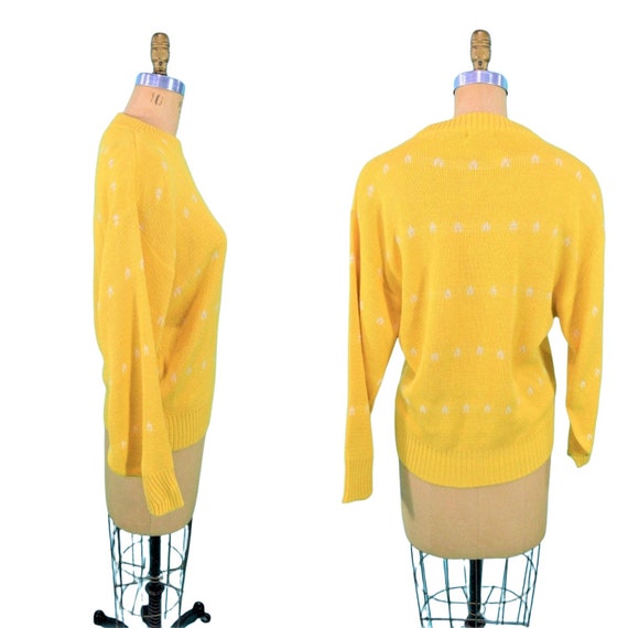 Vintage 1980s Yellow Sweater DEADSTOCK Novelty Ho… - image 4