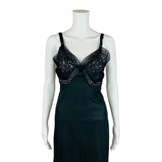 Vintage 50s Black Slip Nylon Lace Trim Lingerie D… - image 3