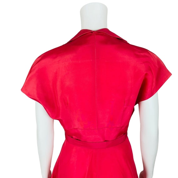 Vintage 1950s Taffeta Party Dress Hot Pink Fit n … - image 6