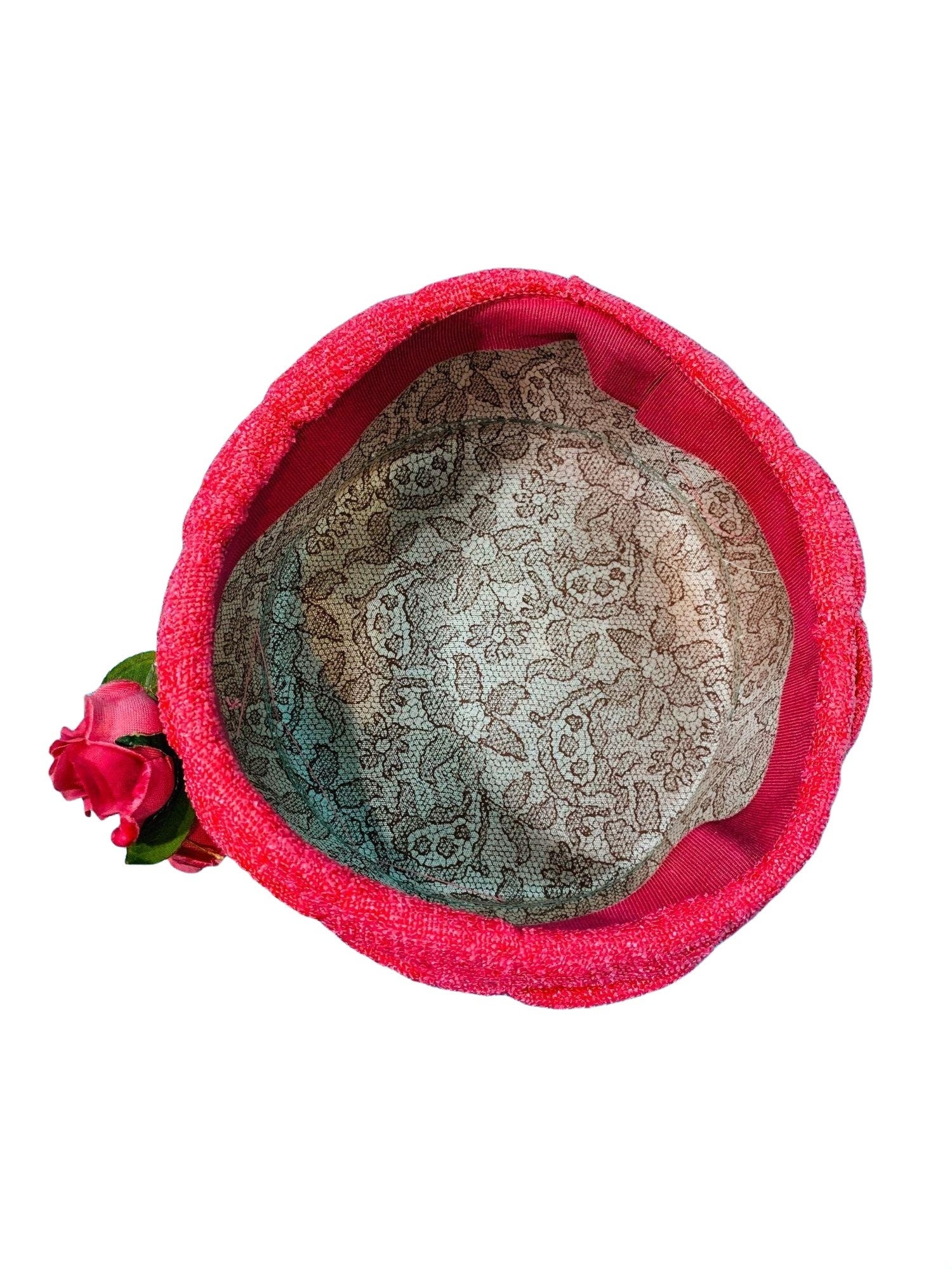 Vintage 1960s Pillbox Hat Hotpink Floral Round Hat Pillbox Pink 1960s Vintage Hats for Women for sale | eBay main image 4