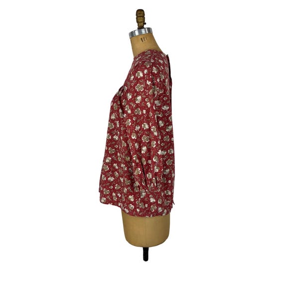 Vintage 70s Smock Top Womens Small Handmade Red F… - image 6